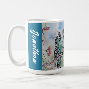 Blauer Wellensittich Sittiche Papageien Ehemänner  Kaffeetasse
