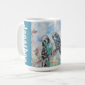 Blauer Wellensittich Wellensittiche Papageien Ehem Kaffeetasse (Vorderseite Links)