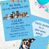 Blauer Welpenhund Birthday Paw-ty Einladung