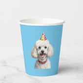 Blauer Welpenhund Birthday Paw-ty Paper Cups Pappbecher (Rückseite)