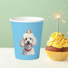 Blauer Welpenhund Birthday Paw-ty Paper Cups Pappbecher