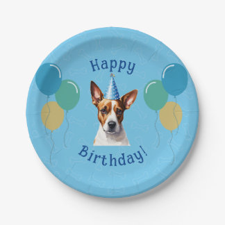 Blauer Welpenhund Birthday Paw-ty Pappteller