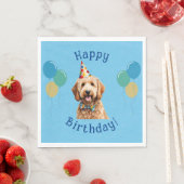 Blauer Welpenhund Birthday Paw-ty Serviette (Beispiel)