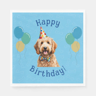 Blauer Welpenhund Birthday Paw-ty Serviette