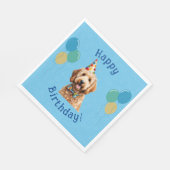 Blauer Welpenhund Birthday Paw-ty Serviette (Ecke)