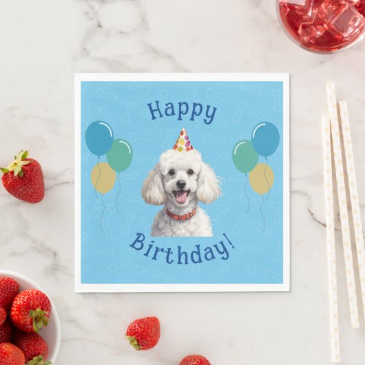 Blauer Welpenhund Birthday Paw-ty Serviette (Beispiel)