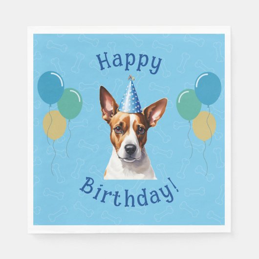 Blauer Welpenhund Birthday Paw-ty Serviette (Vorderseite)