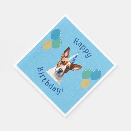 Blauer Welpenhund Birthday Paw-ty Serviette (Ecke)