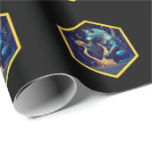 Blauer Werwolf spielt eine goldene Harfe Geschenkpapier (Rolleneckpunkt)