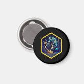 Blauer Werwolf spielt eine goldene Harfe Magnet (Vorderseite/Rückseite)