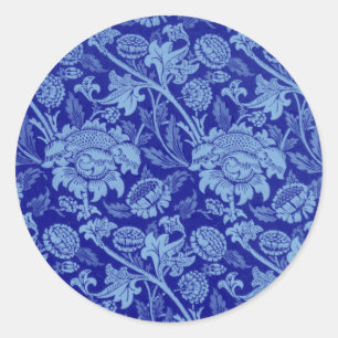 Blauer Wey von William Morris Runder Aufkleber