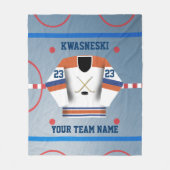 Blauer Wh| Orange Eishockeyschläger| Player Jersey Fleecedecke (Vorderseite)