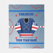 Blauer Wh| Roter Eishockeyrosa| Player Jersey Fleecedecke (Vorderseite)