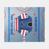 Blauer Wh| Roter Eishockeyrosa| Player Jersey Fleecedecke (Vorderseite (Horizontal))