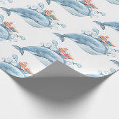 Blauer Whale Birthday Geschenkpapier (Ecke)