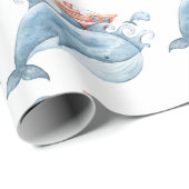 Blauer Whale Birthday Geschenkpapier (Rolleneckpunkt)