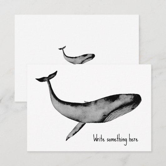 Blauer Whale Dankeskarte (Vorne/Hinten)