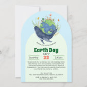 Blauer Whale des modernen Earth Day Einladung (Vorderseite)