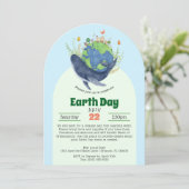 Blauer Whale des modernen Earth Day Einladung (Stehend Vorderseite)