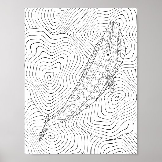 Blauer Whale Erwachsenenfarbposter Poster (Vorne)