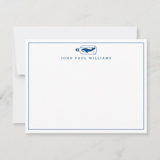 Blauer Whale Flasche Nautischer Ozean Grenze Mitteilungskarte (Vorderseite)