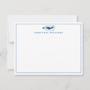 Blauer Whale Flasche Nautischer Ozean Grenze Mitteilungskarte