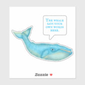 Blauer Whale Personalisierte Sprechblase Aufkleber (Blatt)