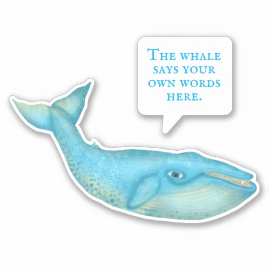 Blauer Whale Personalisierte Sprechblase Aufkleber (Vorderseite)
