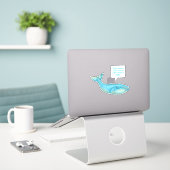 Blauer Whale Personalisierte Sprechblase Aufkleber (Laptop auf Schreibtisch)