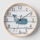 Blauer Whale Shiplap Rustikale Dekoration Uhr (Vorderseite)