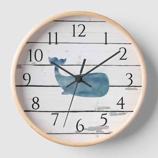 Blauer Whale Shiplap Rustikale Dekoration Uhr (Vorderseite)