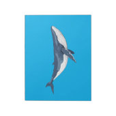 Blauer Whale Vector Kunstdruckerei Schwarz-Weiß Notizblock (Rotiert)