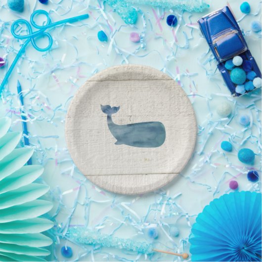 Blauer Whale Wasserfarbe Textur Pappteller (Party)