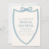 Blauer Whimsical Bow Bridal Dusche Einladung (Vorderseite)