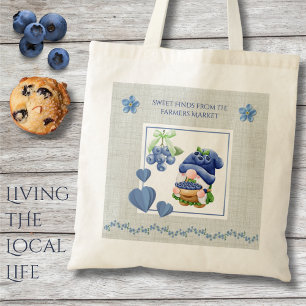 Blauer Whimsical Gnom Blaubeeren Bauernmarkt Tragetasche