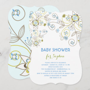 Blauer Wildblume Blumenjungen Dusche Einladung