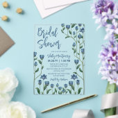 Blauer Wildblume Blumenrahmen Brautparty Acryleinladungen (In Situ (Hochzeit))