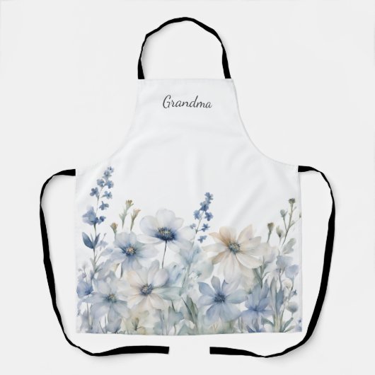 Blauer Wildblume Grandma Schürze (Vorderseite)