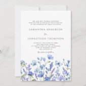 Blauer Wildblume Hochzeitseinladung Einladung (Vorderseite)