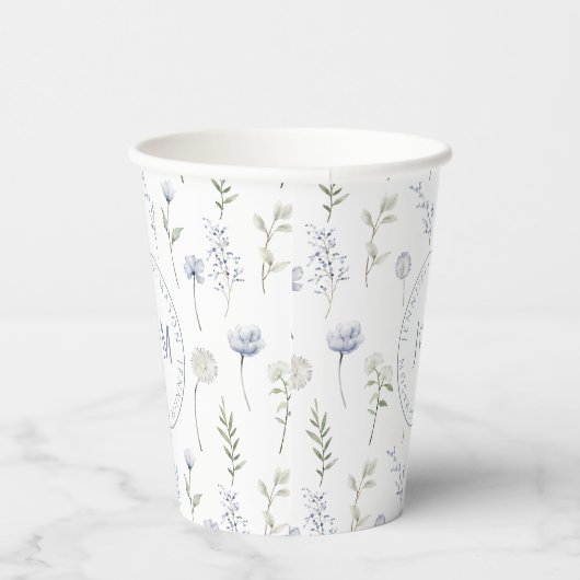 Blauer Wildblume Hochzeitspapier-Becher Pappbecher (Rechts)
