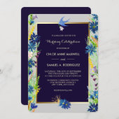 Blauer Wildblumen Einladung zur Hochzeit (Vorne/Hinten)