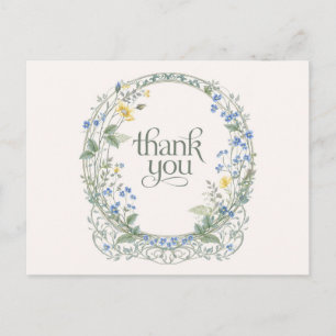 Blauer Wildblumenkranz Elegant Botanisch Postkarte