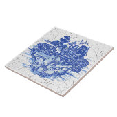 Blauer Wildfox Füchse Floral Antiker Pagoda Bird Fliese (Seite)