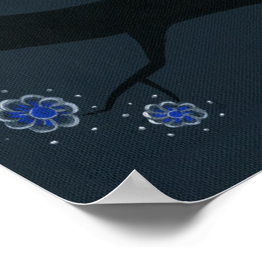 Blauer Wildhühner Poster (Ecke)