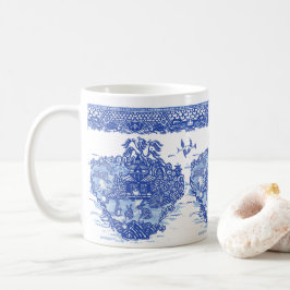 Blauer Willow Bunny Rabbit FloraI Insel der Tiere Kaffeetasse
