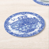 Blauer Willow Bunny Rabbit FloraI Insel der Tiere Runder Pappuntersetzer (Angewinkelt)