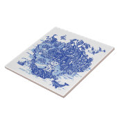 Blauer Willow Ungewöhnlicher Fun Animal Iguana Ige Fliese (Seite)