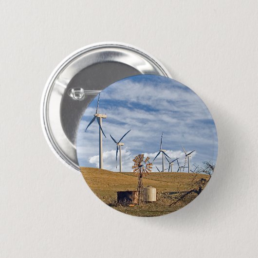 Blauer Wind-Knopf Button (Vorne & Hinten)