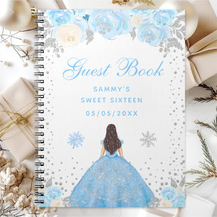 Blauer Winter Braunhaarige Haarprinzessin Sweet Si Notizblock