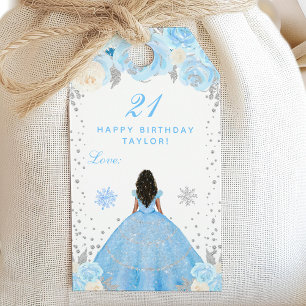 Blauer Winter Dunkle Haut Prinzessin Geburtstagsfe Geschenkanhänger